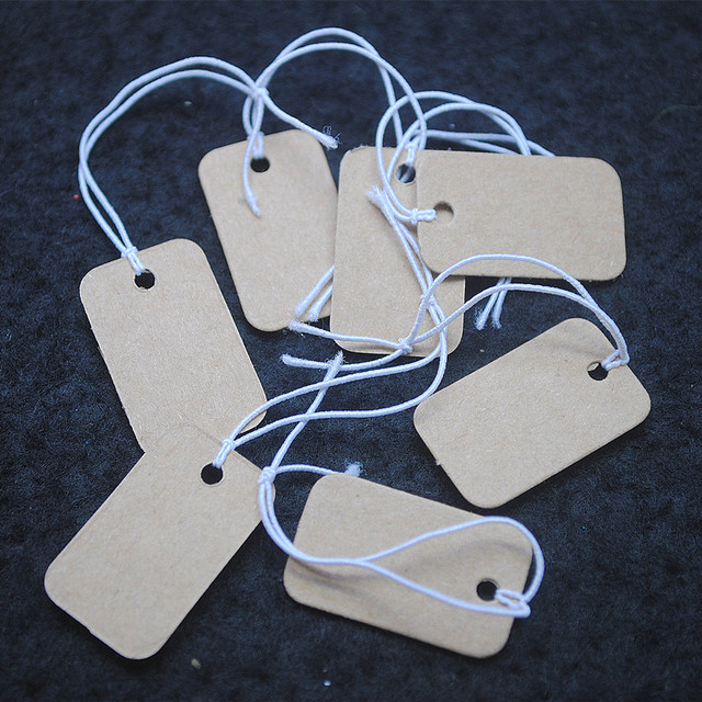 1000PCS Brown Paper Tags Price Labels With Elastic Rubber Line 25X15MM Hot  Selling For Craft Or